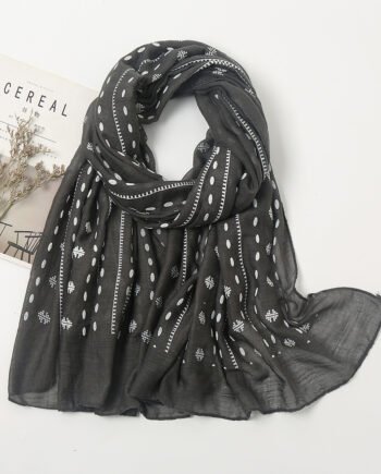 Charcoal Black Printed Cotton Style Scarf