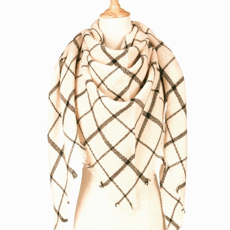 Woolen Beige with Black Lines Scarf