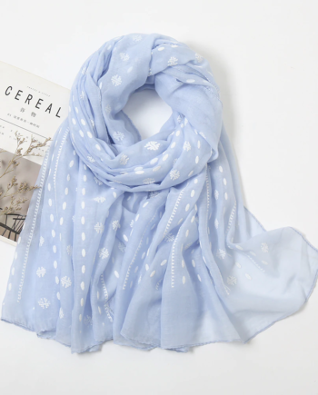 Sky Blue Printed Cotton Style Scarf
