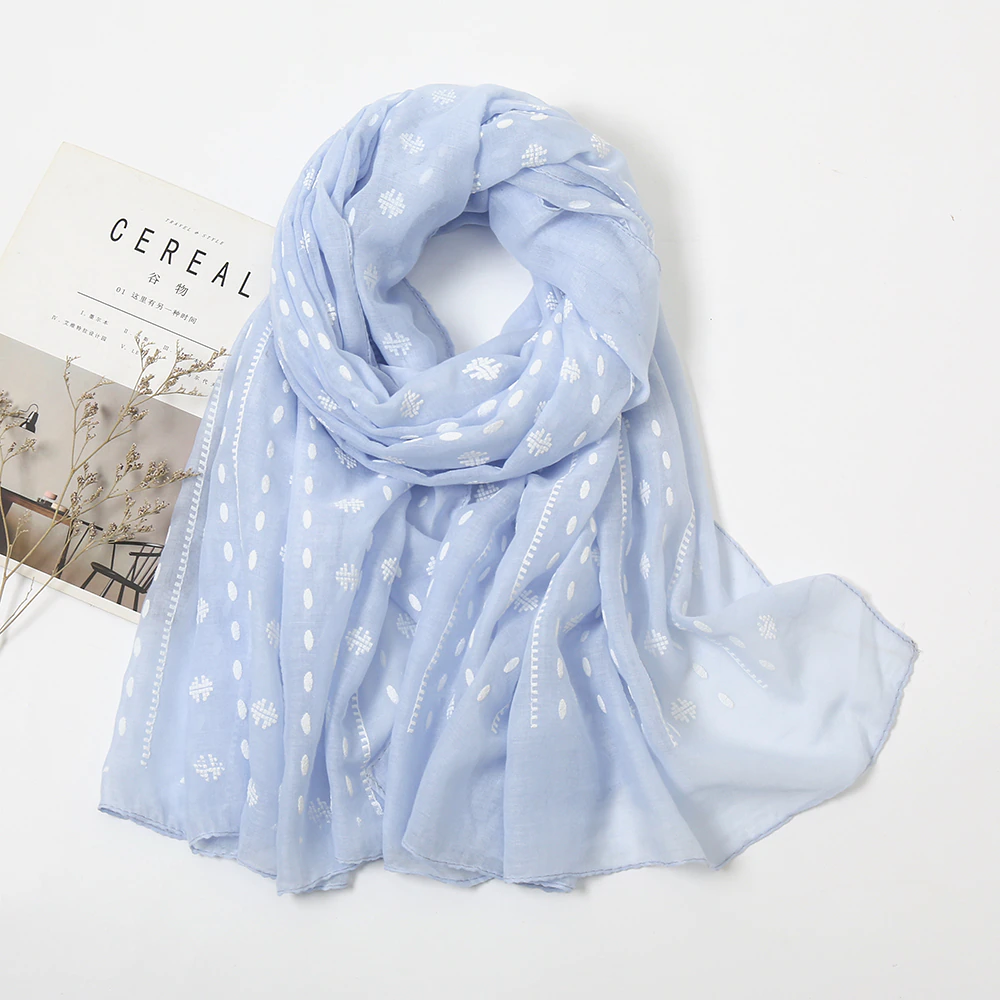 Sky Blue Printed Cotton Style Scarf
