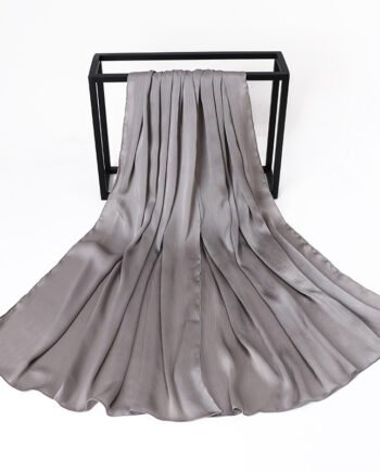 Grey Silk Crepe Scarf