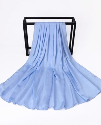 Blue Silk Crepe Scarf