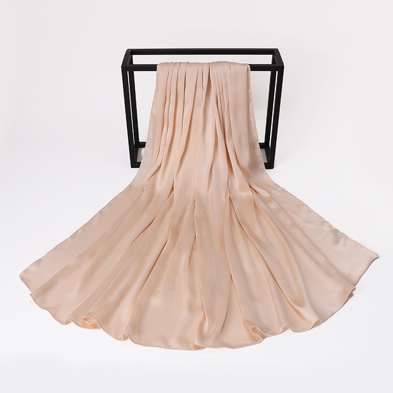 Beige Silk Crepe Scarf
