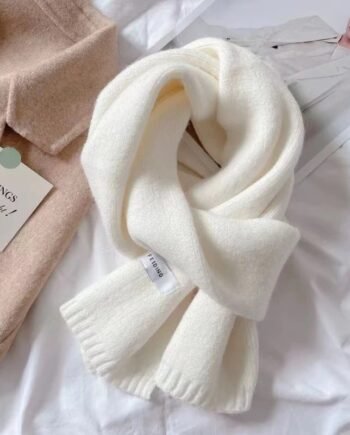 Cream Wool Knit Scarf