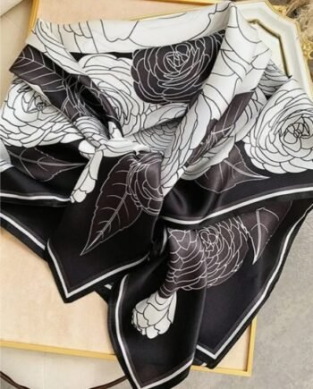 Monochromatic Roses Silk Square Scarf